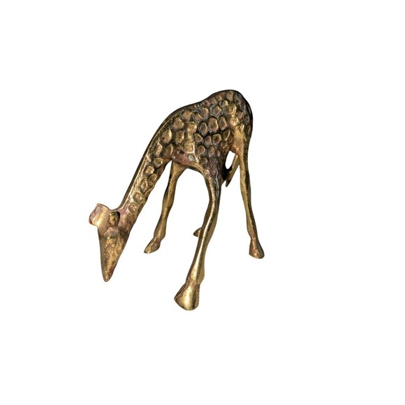 Vintage Brass Giraffe Figurine Baby Animal Statue 4.25" Tall Handcrafted Decorat - Picture 14 of 14